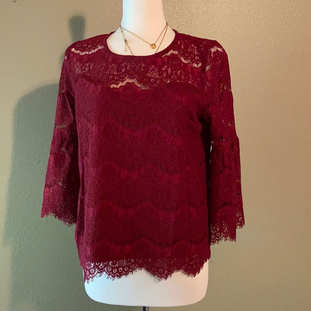 Holiday top, Maroon, size L, GUC